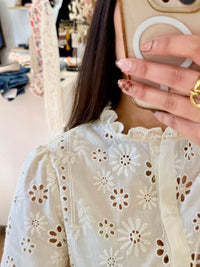 Blouse beige broderie - Ulis