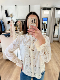 Blouse beige broderie - Ulis