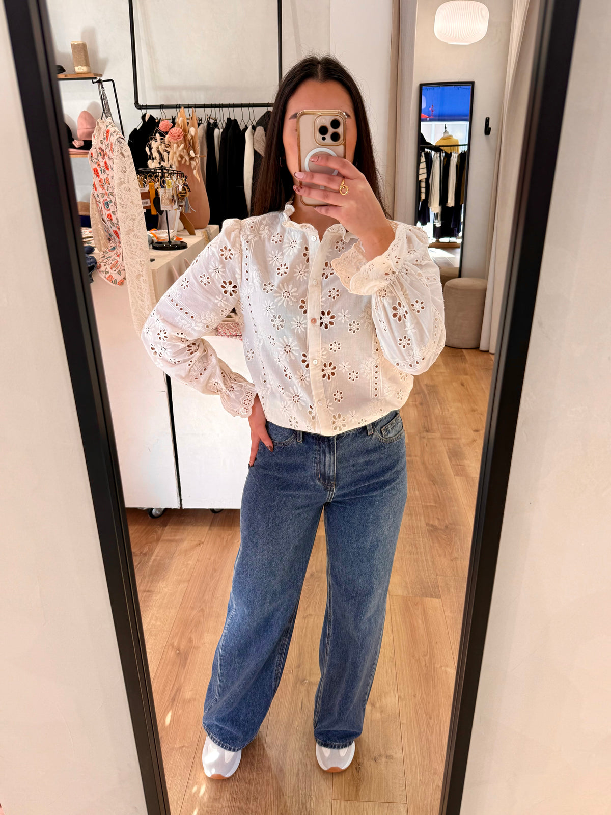 Blouse beige broderie - Ulis