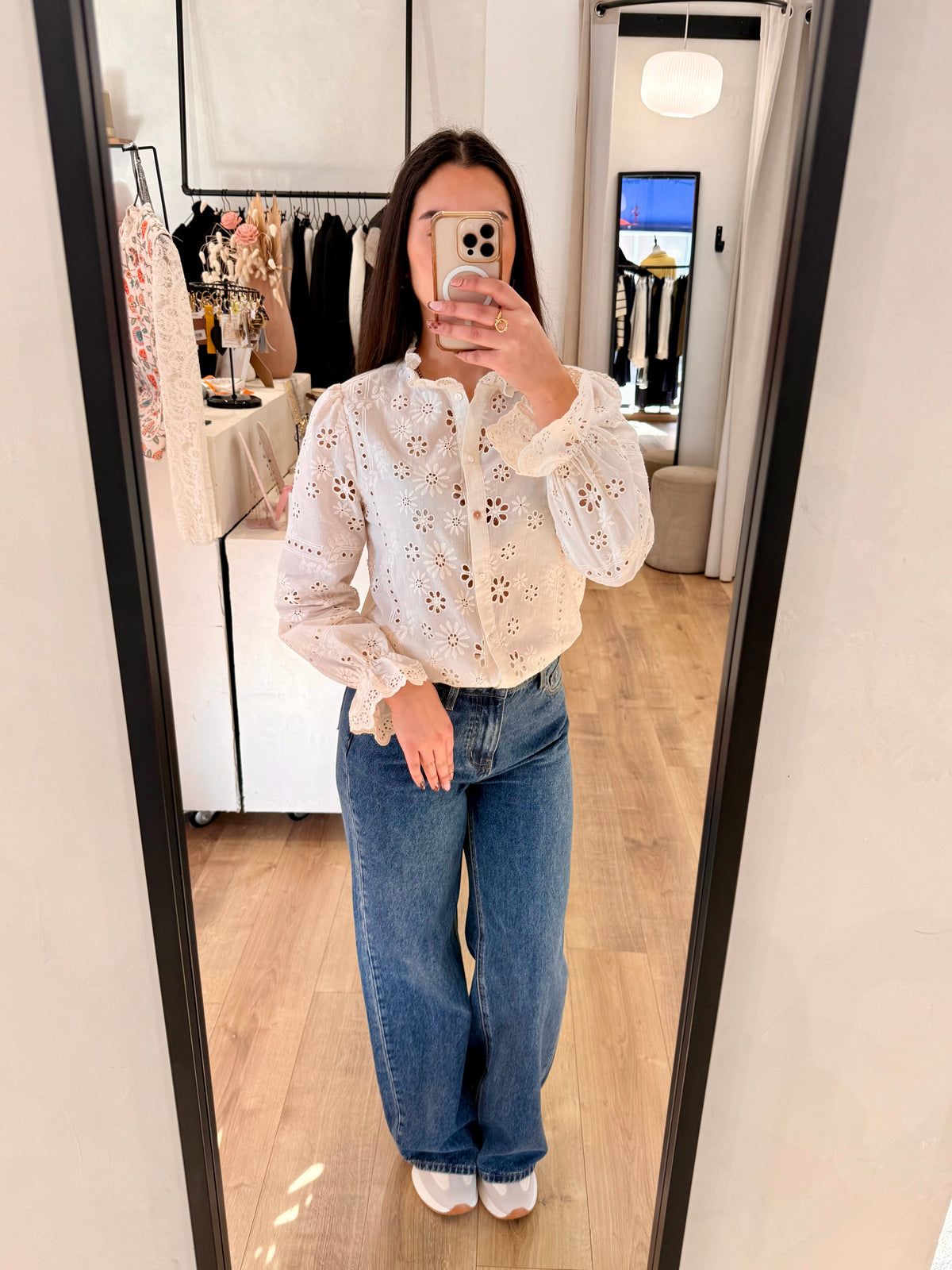 Blouse beige broderie - Ulis