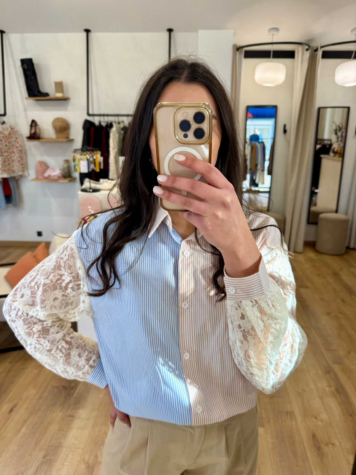 Blouse bi color - Dentelle