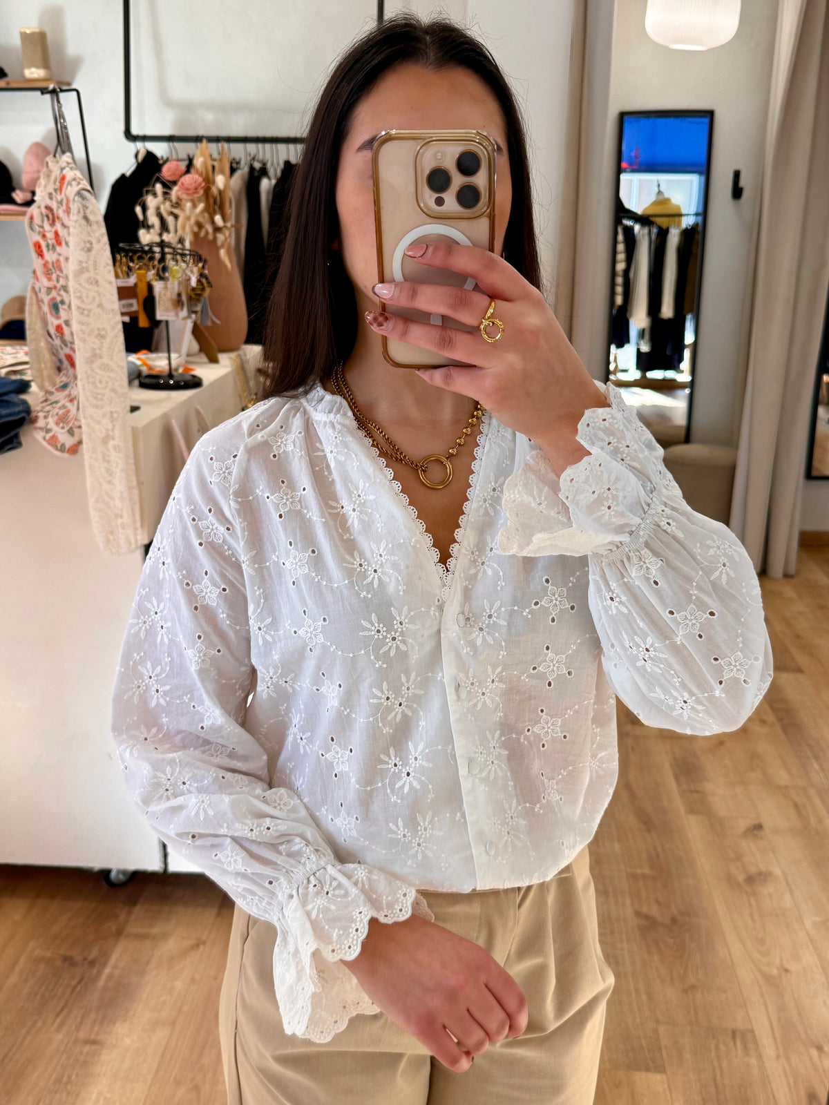 Blouse blanc broderie - Augusta