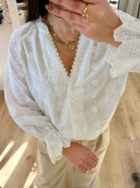 Blouse blanc broderie - Augusta