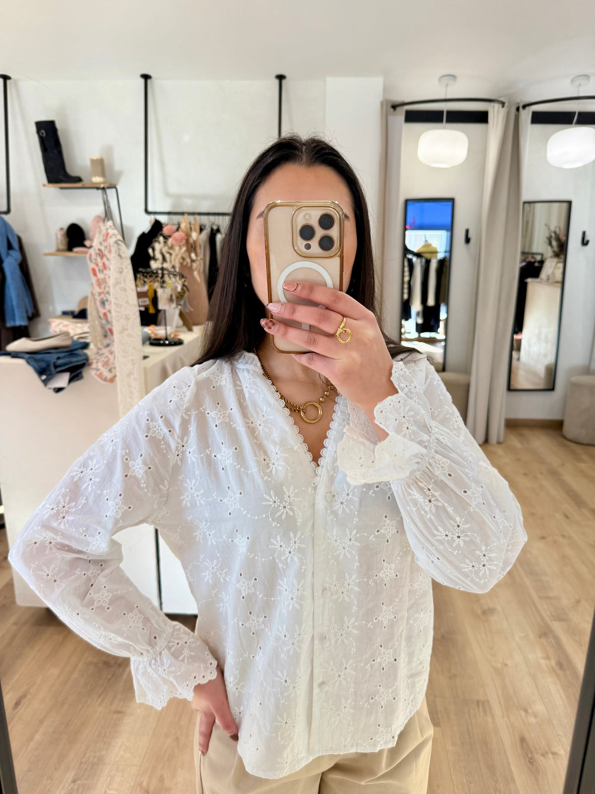 Blouse blanc broderie - Augusta