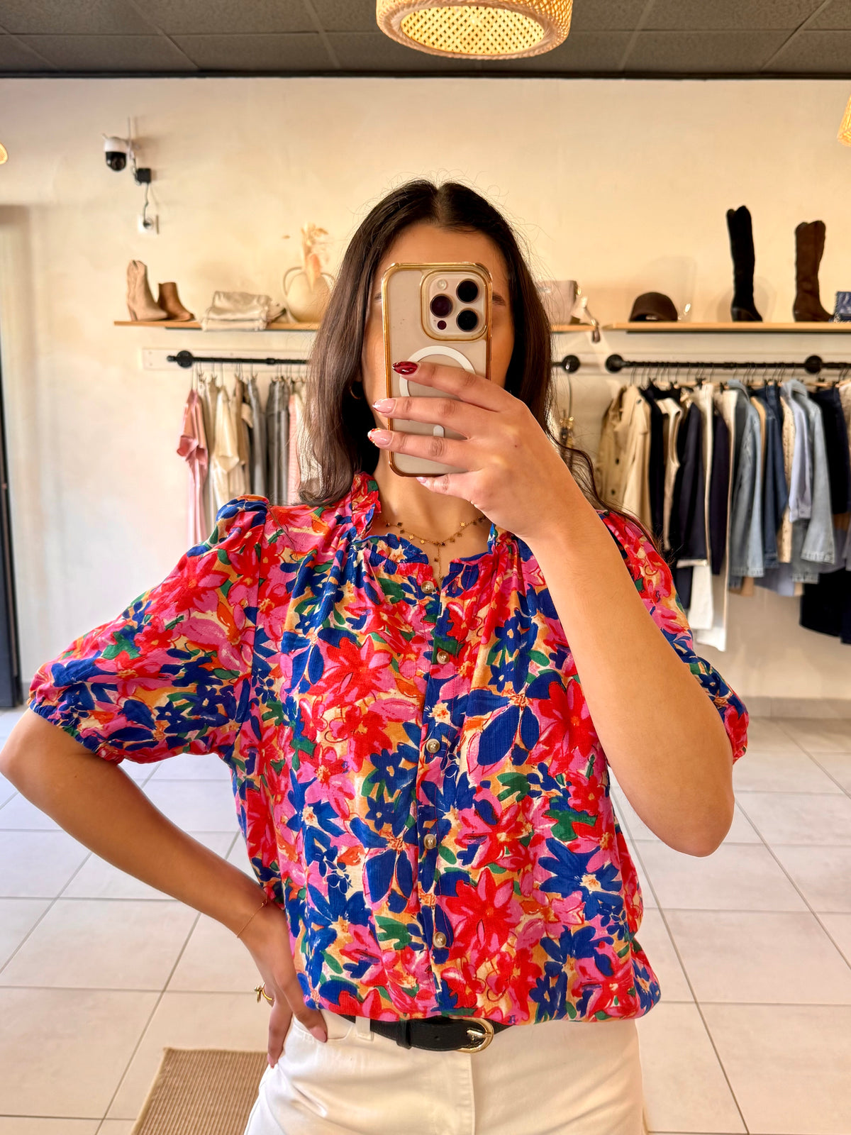 Blouse bleu motifs- Hugo
