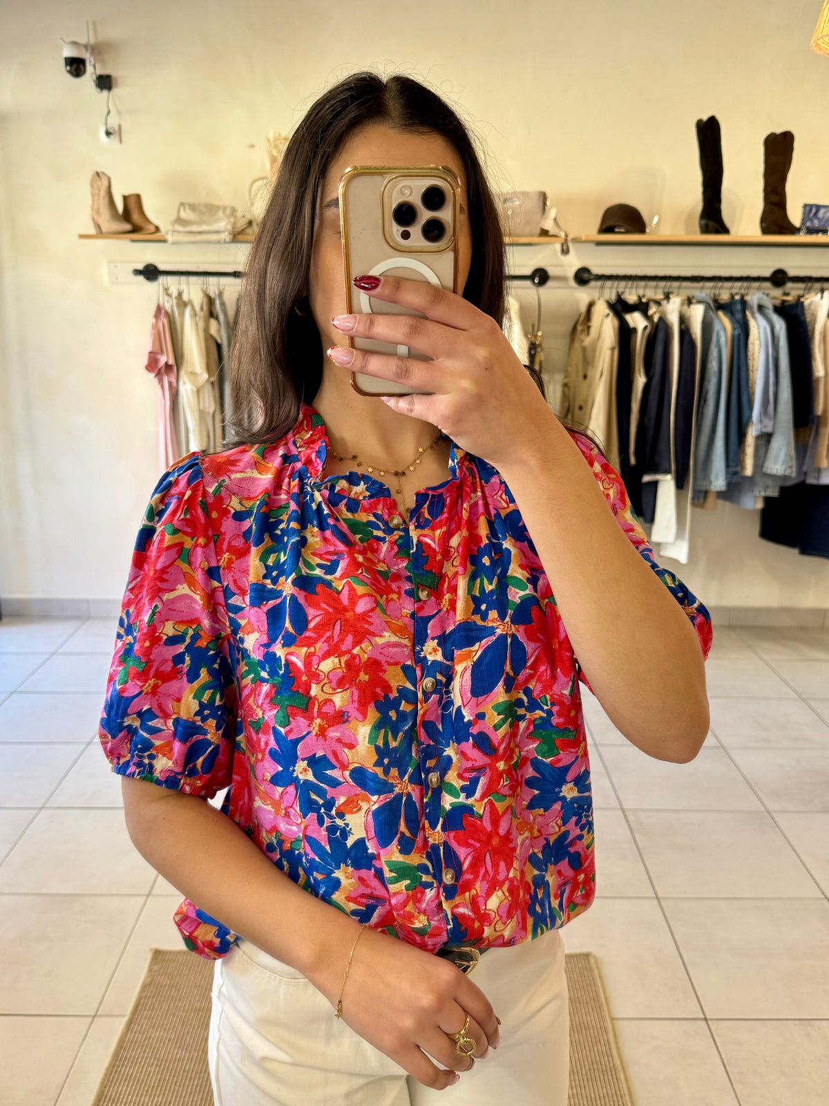 Blouse bleu motifs- Hugo