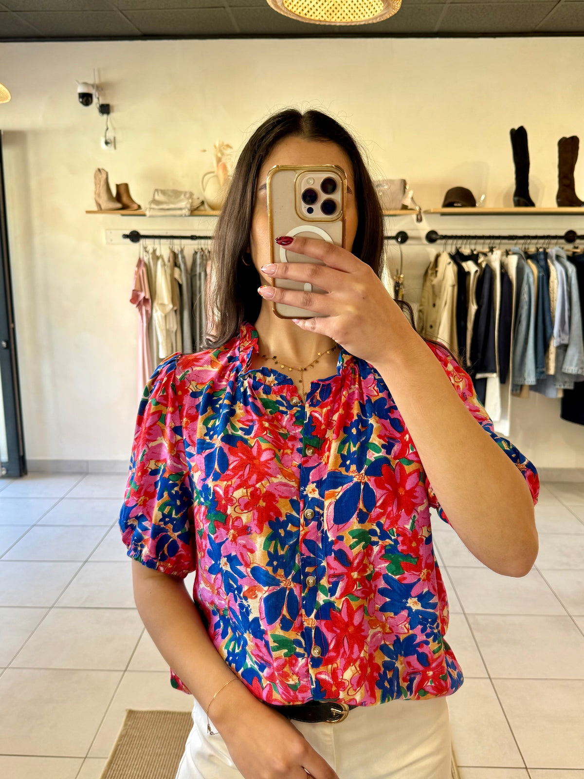 Blouse bleu motifs- Hugo