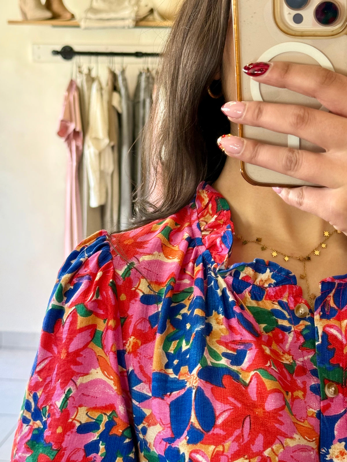 Blouse bleu motifs- Hugo