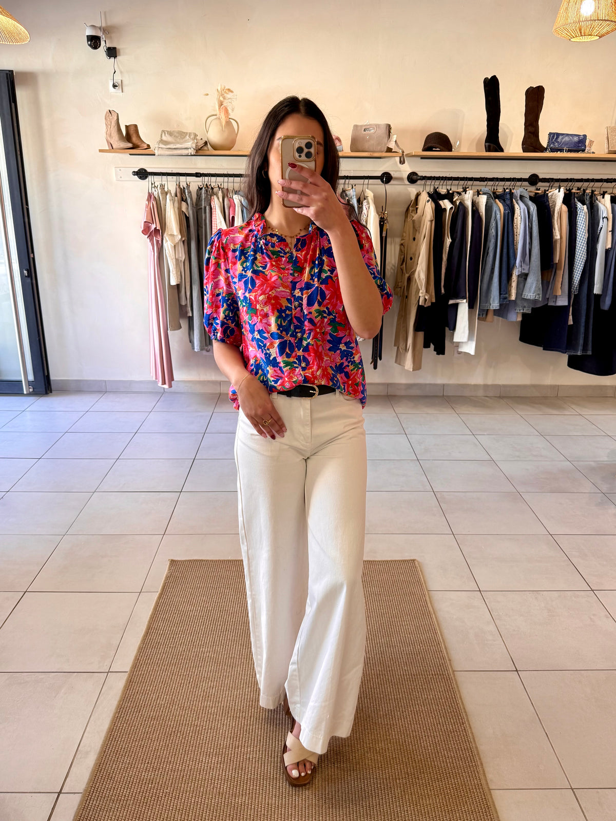 Blouse bleu motifs- Hugo