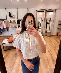 Blouse broderie beige - Camille