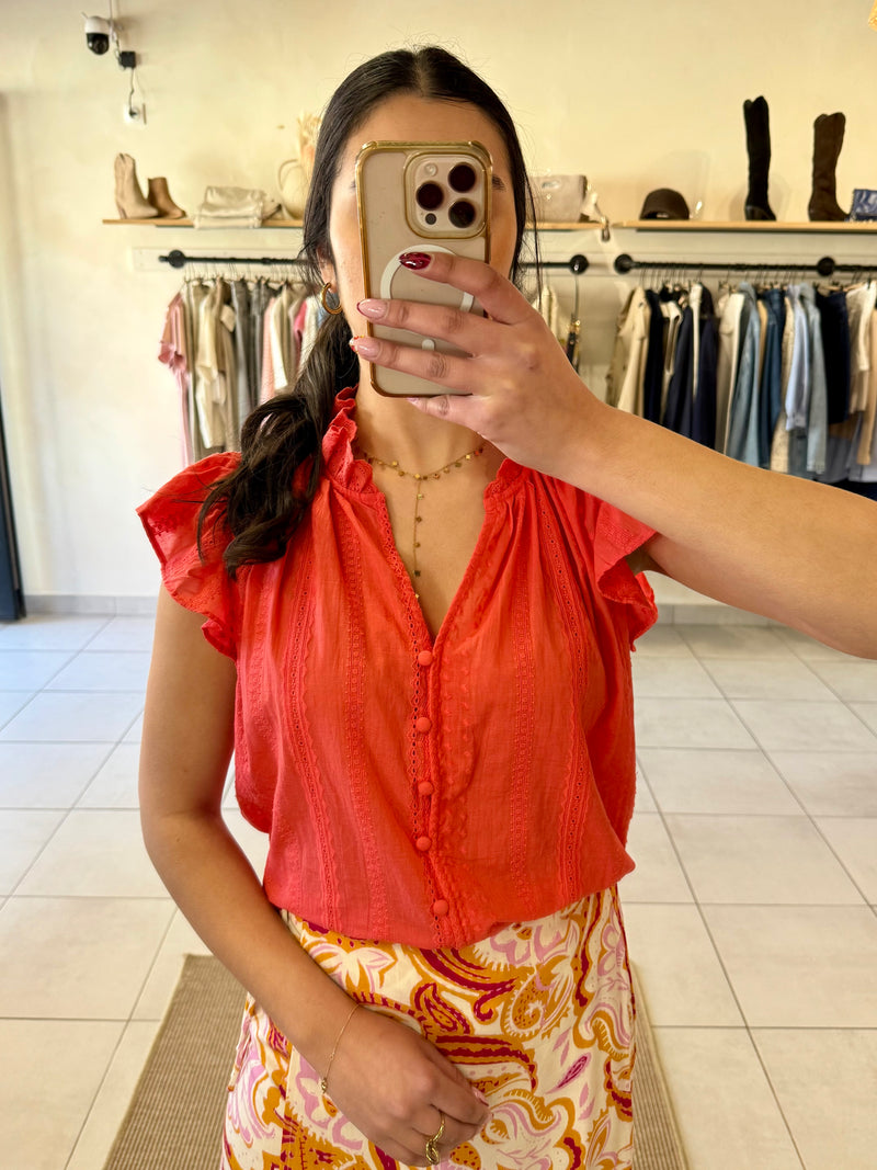 Blouse broderie corail-Elah