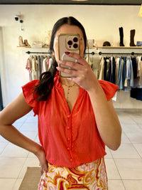 Blouse broderie corail-Elah