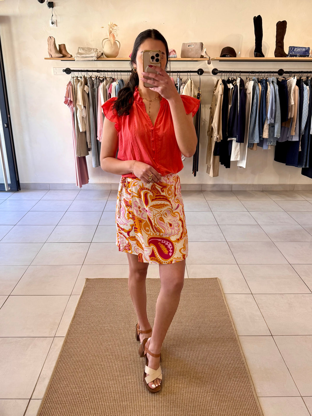 Blouse broderie corail-Elah