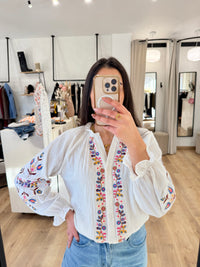 Blouse écru motifs - Tina