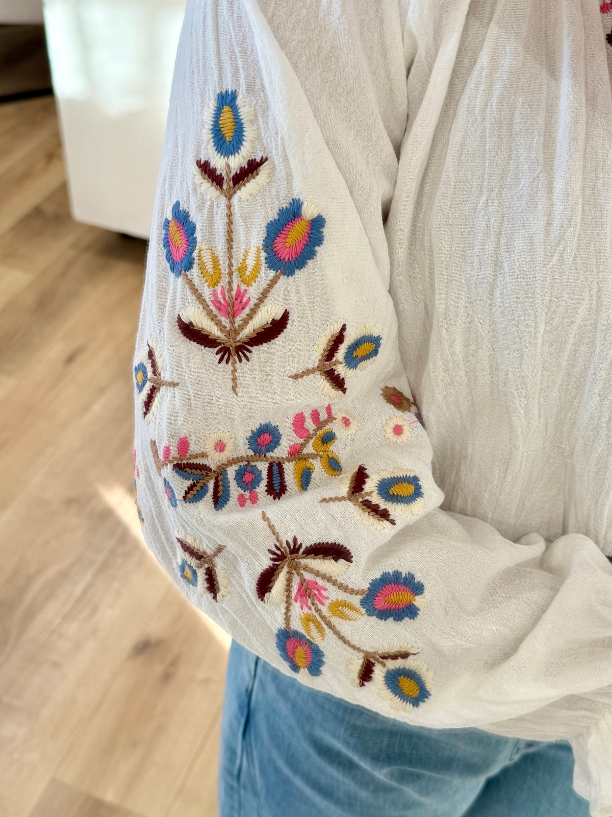 Blouse écru motifs - Tina