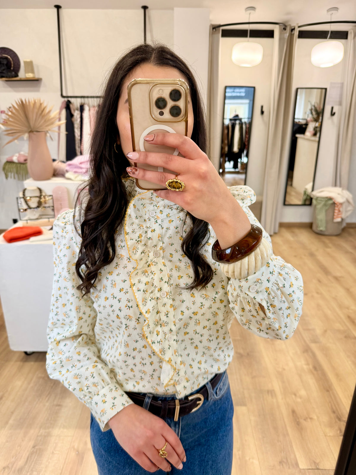 Blouse fleurie jaune - Patik