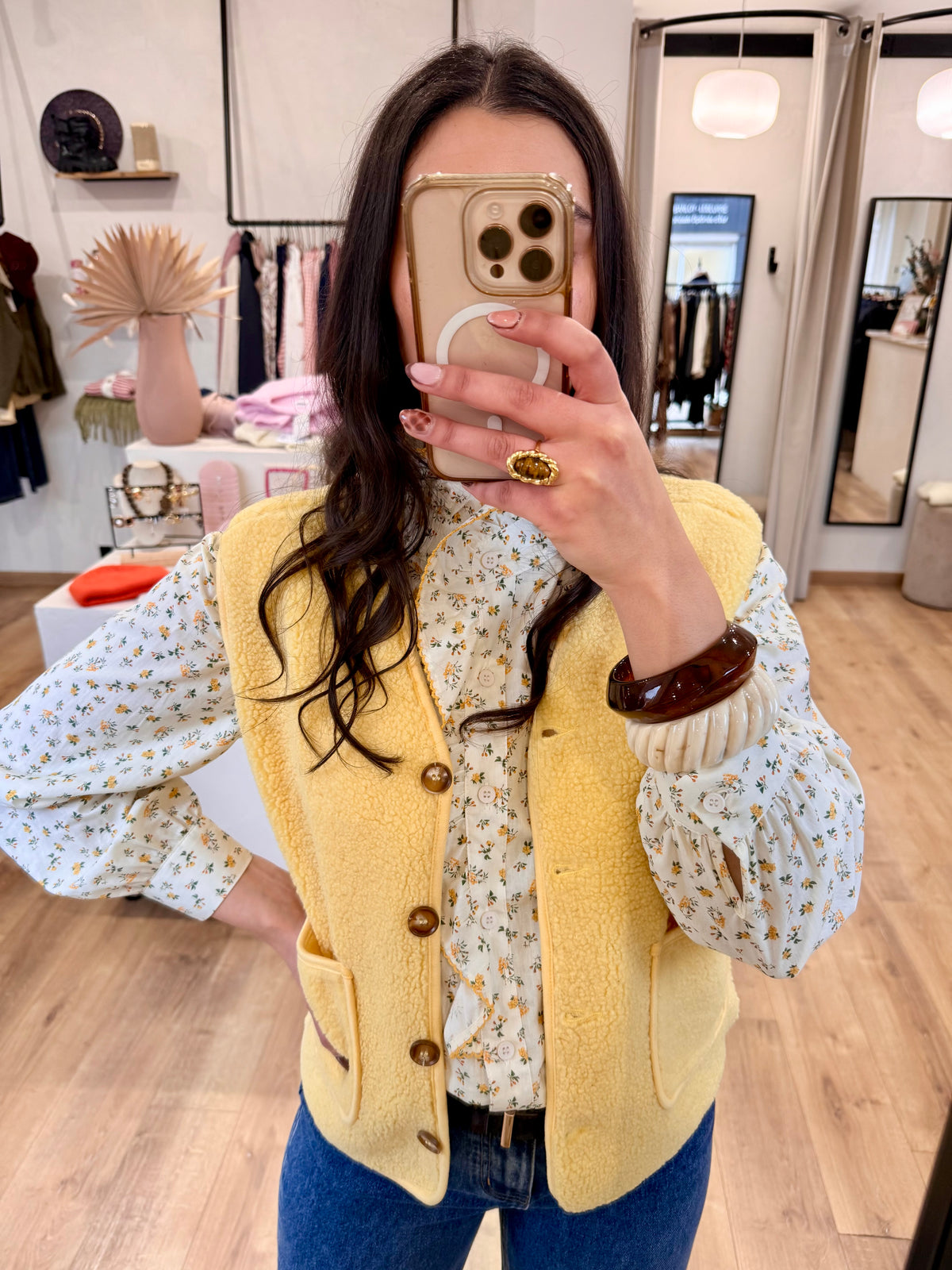 Blouse fleurie jaune - Patik