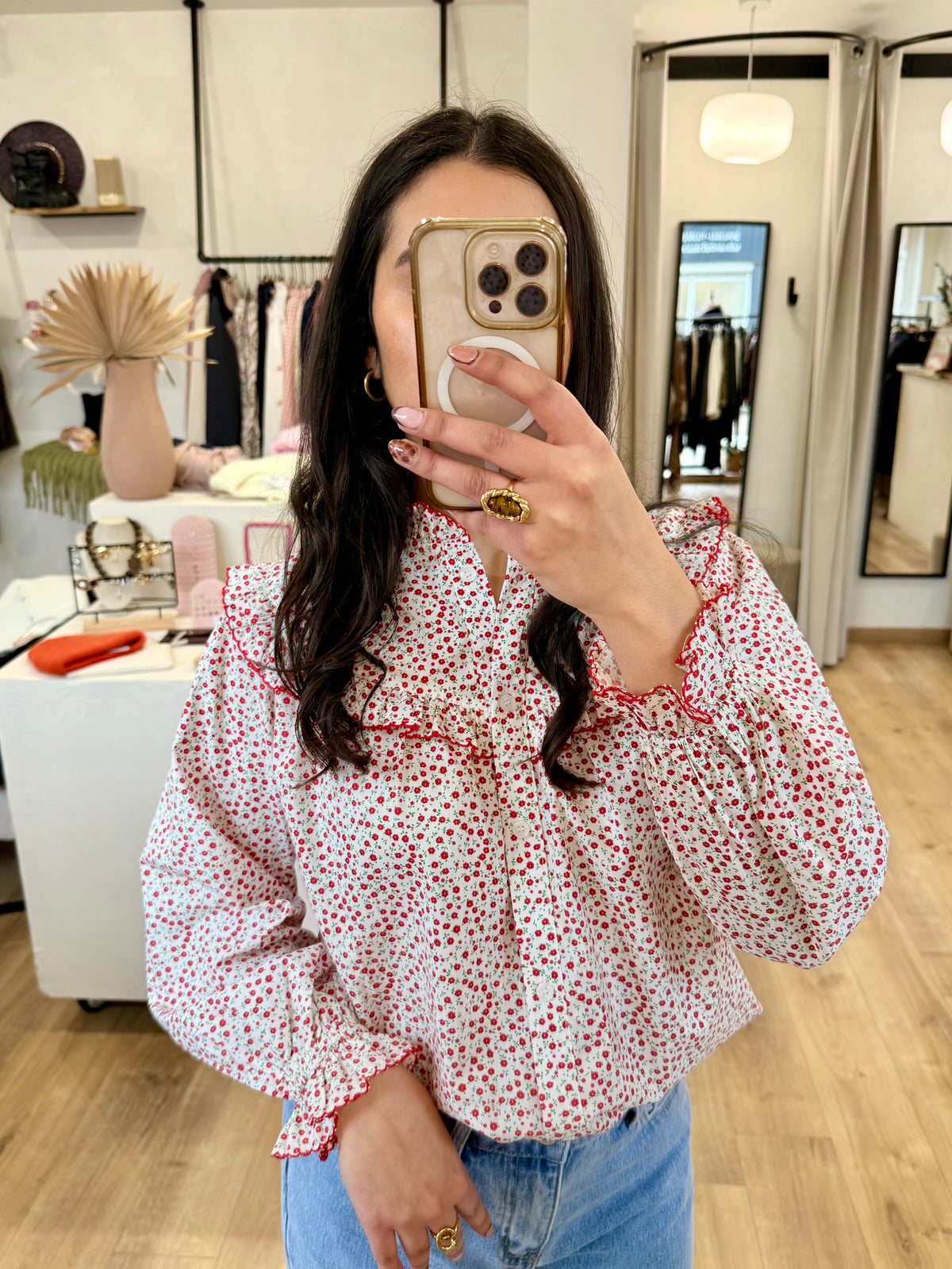 Blouse fleurie rouge - Zoe