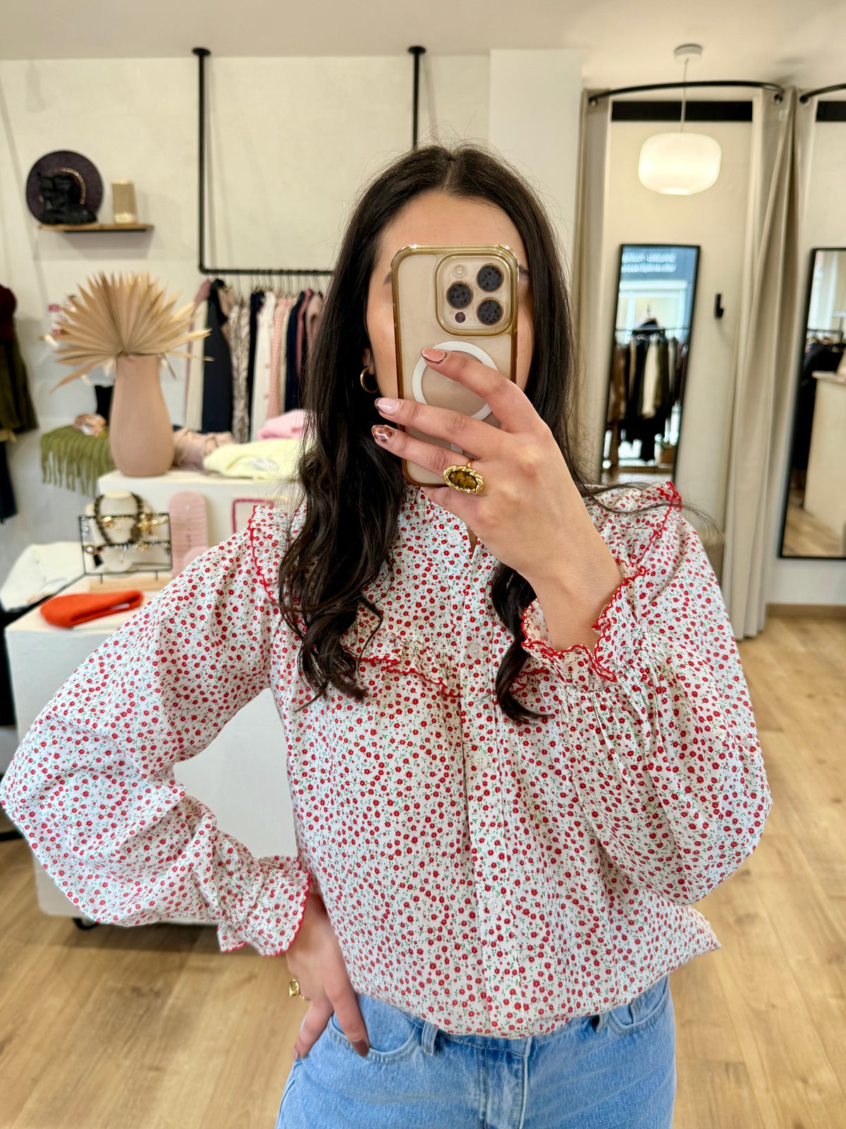 Blouse fleurie rouge - Zoe