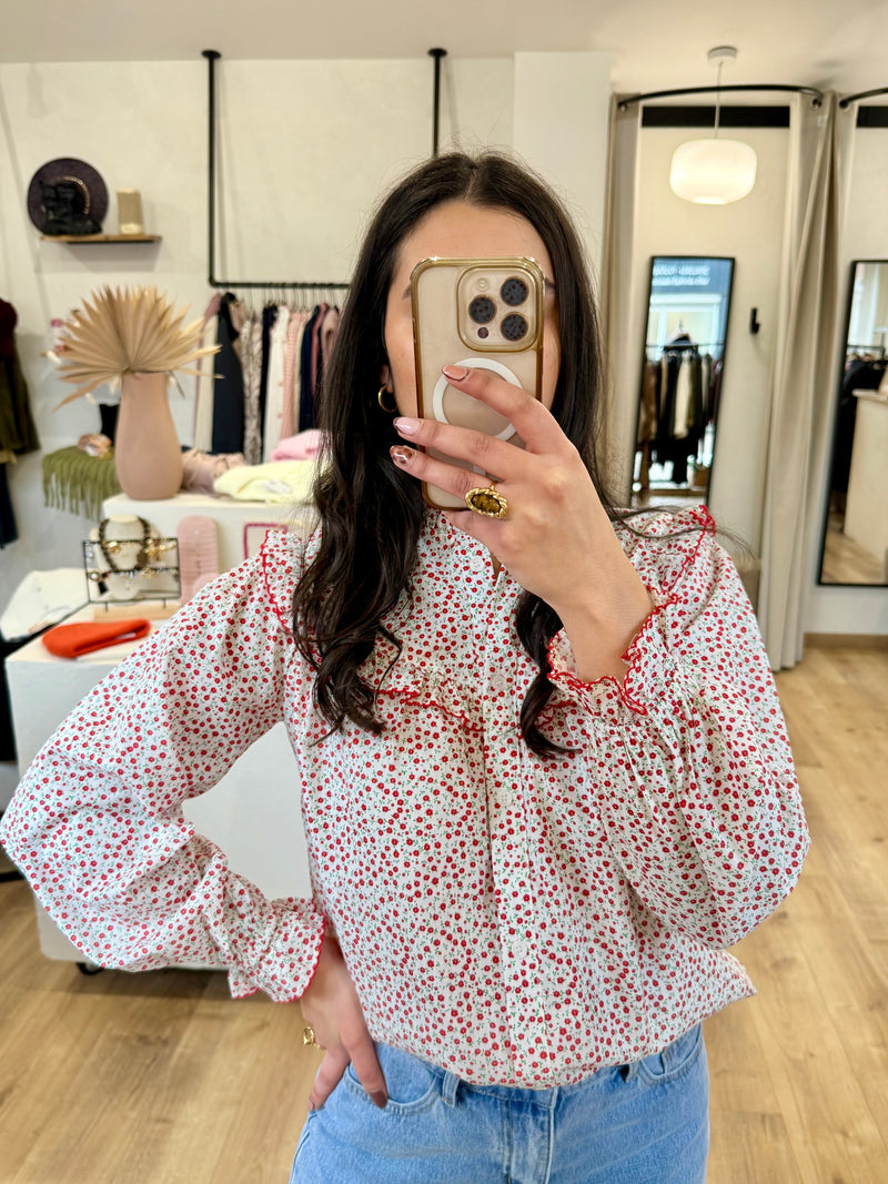 Blouse fleurie rouge - Zoe