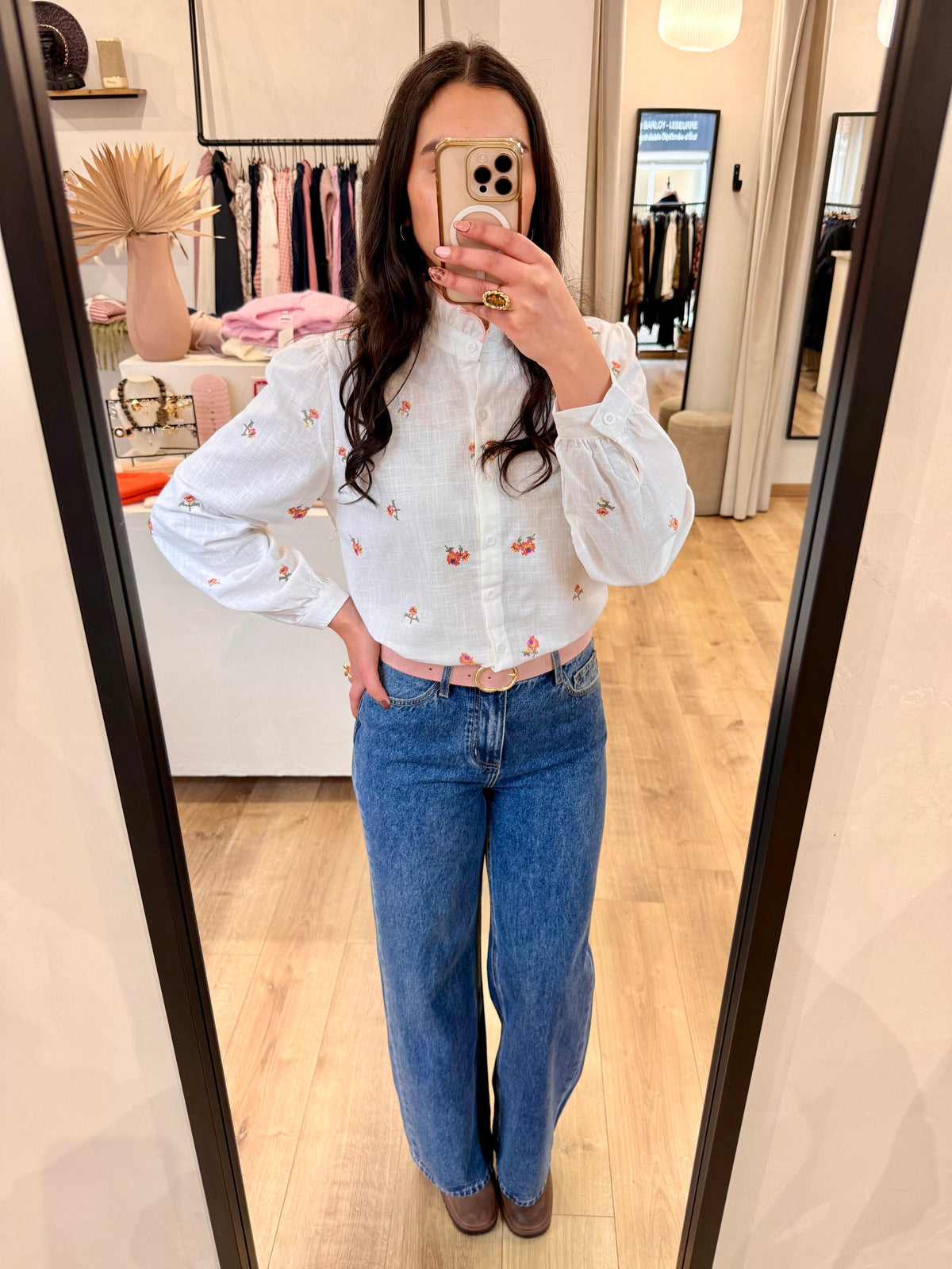 Blouse fleurs écru - Olista