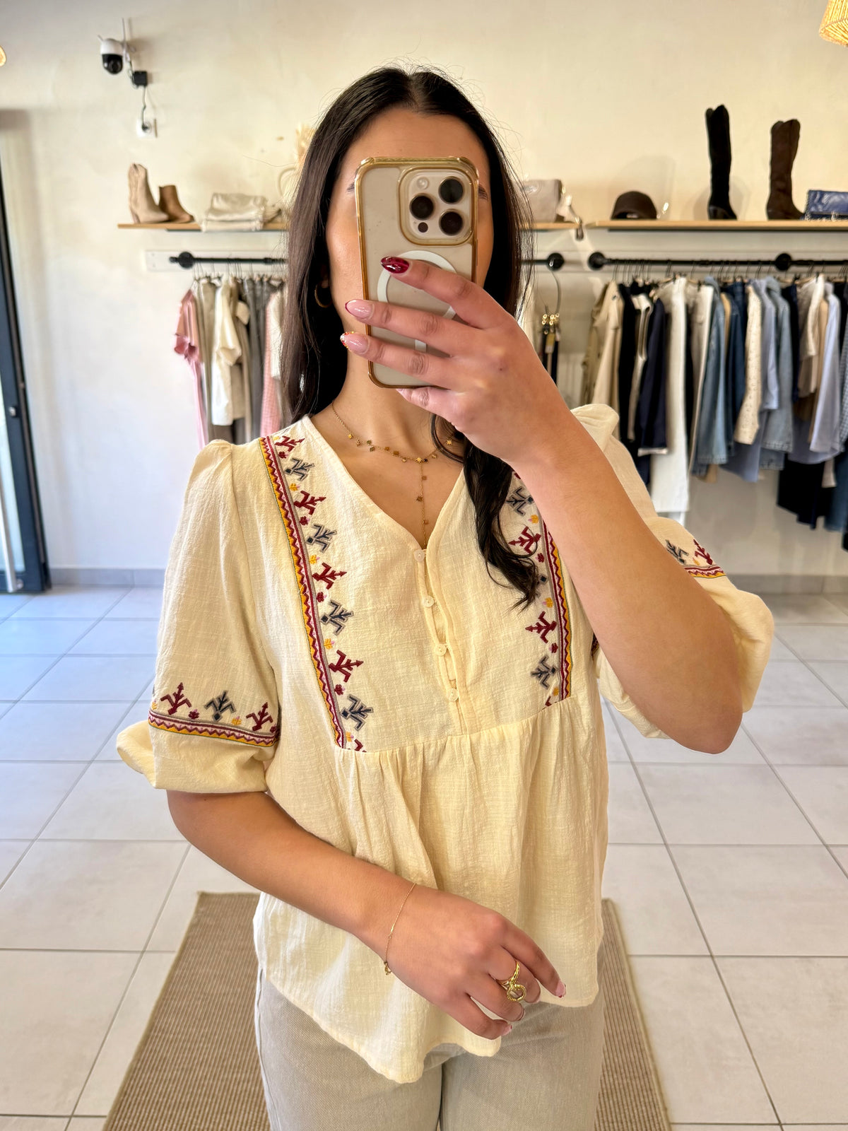 Blouse motifs beige - Adam