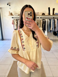 Blouse motifs beige - Adam