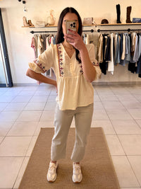 Blouse motifs beige - Adam