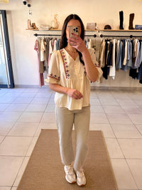 Blouse motifs beige - Adam