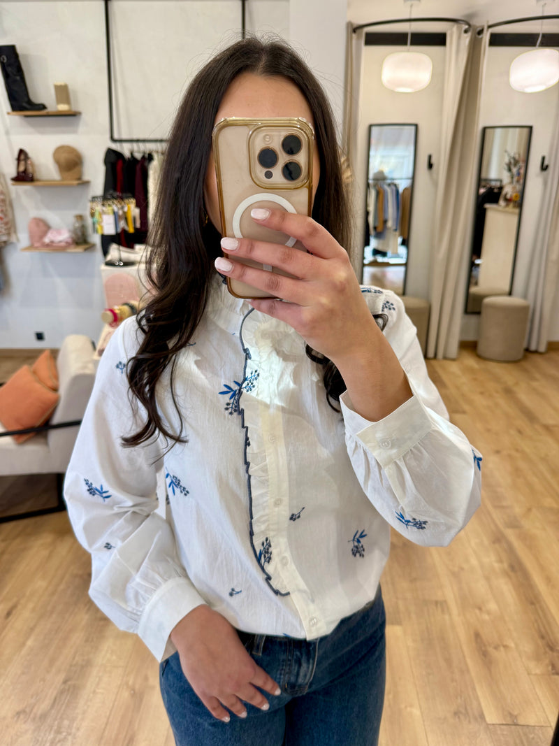 Blouse motifs bleu - Léna