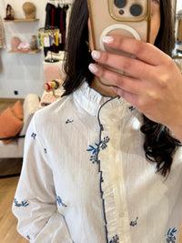 Blouse motifs bleu - Léna