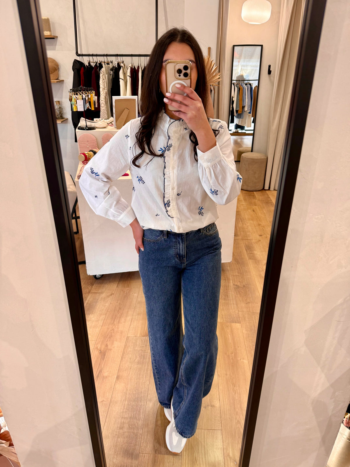 Blouse motifs bleu - Léna