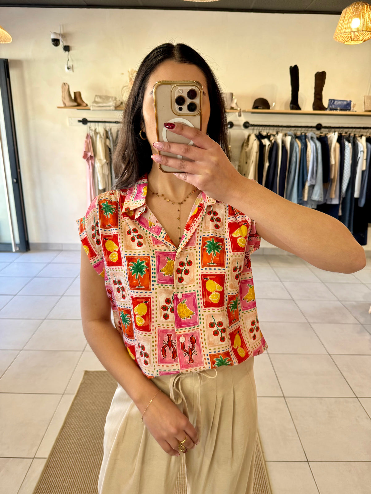 Blouse motifs rouge-Ambre