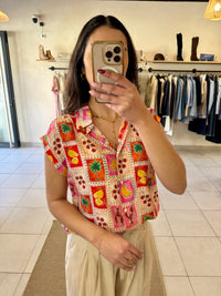 Blouse motifs rouge-Ambre