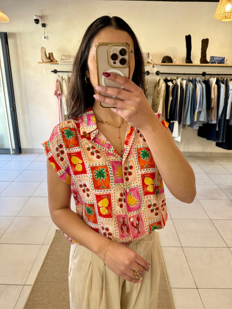 Blouse motifs rouge-Ambre