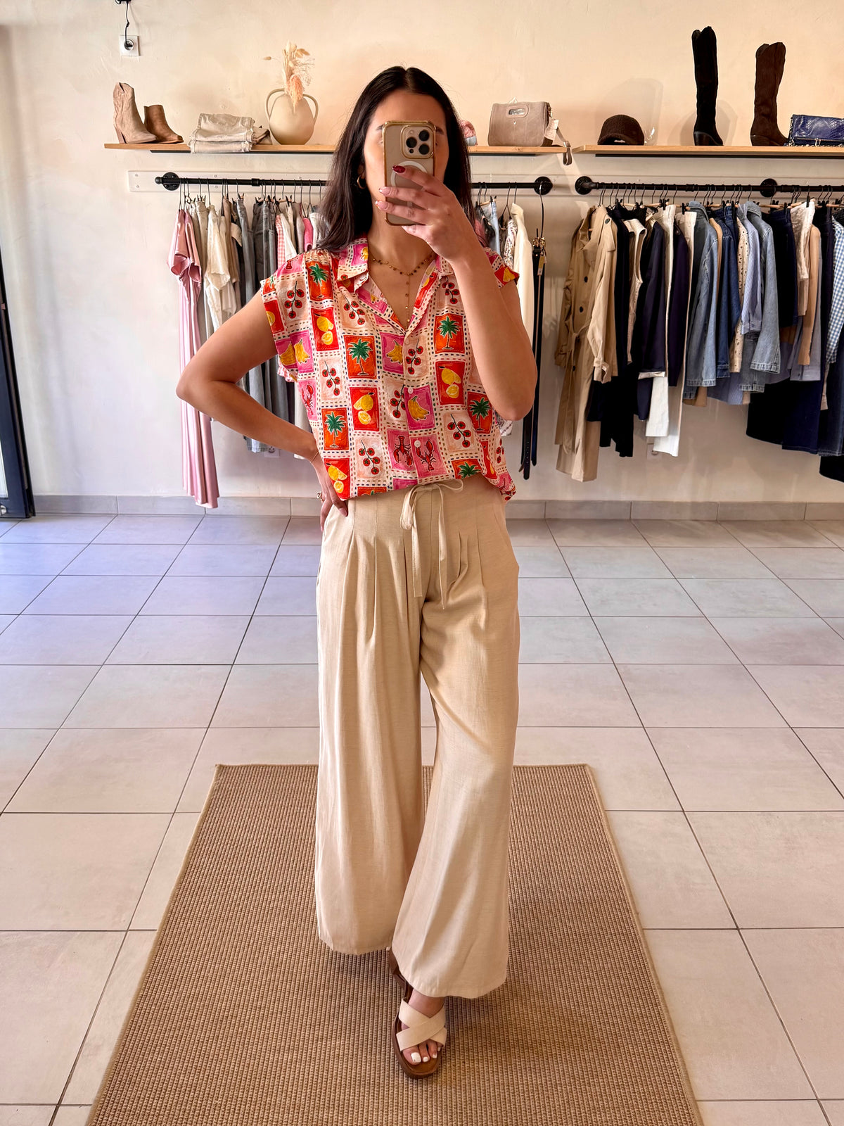 Blouse motifs rouge-Ambre