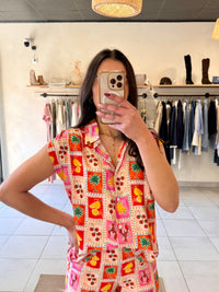 Blouse motifs rouge-Ambre