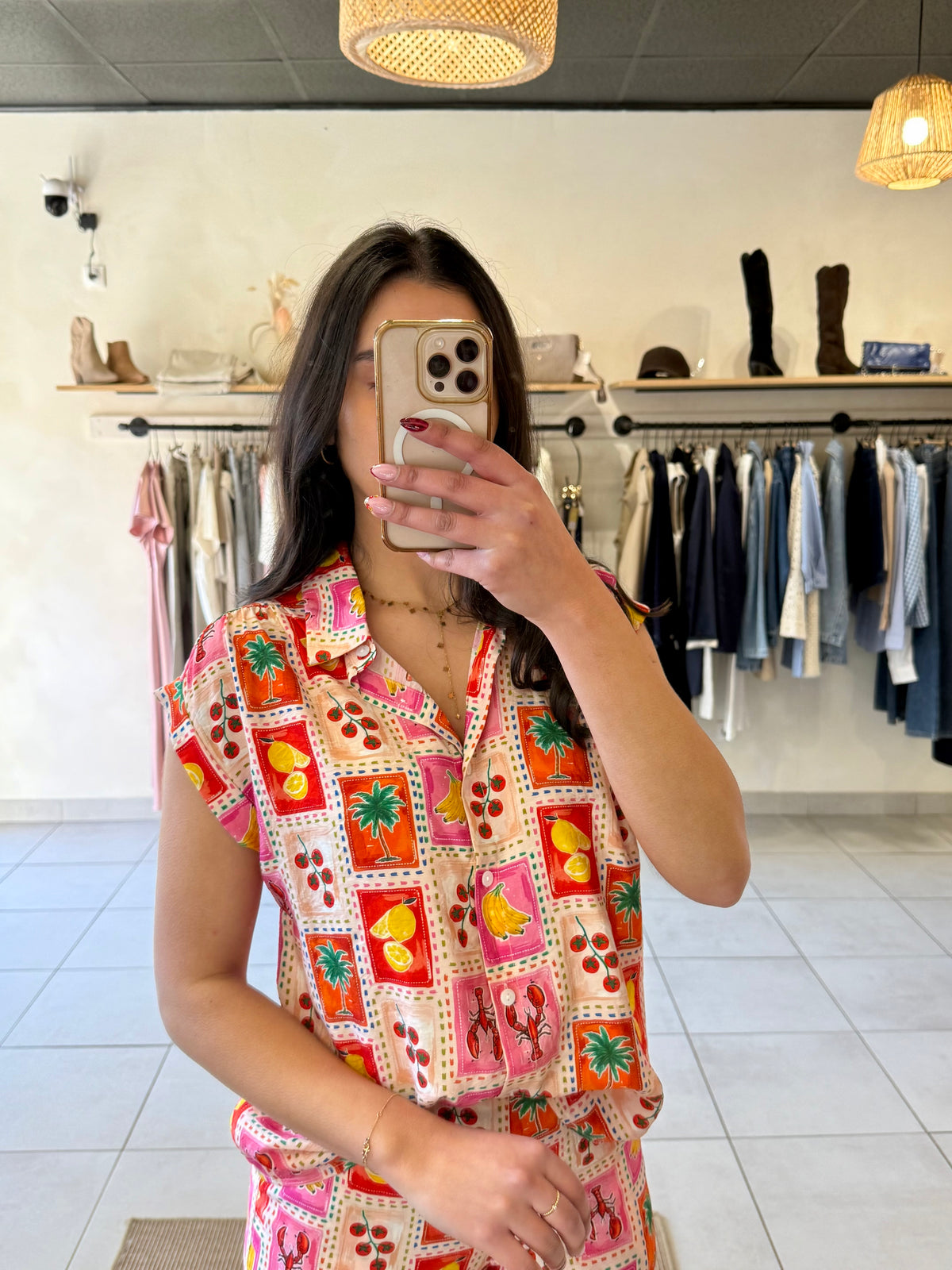 Blouse motifs rouge-Ambre