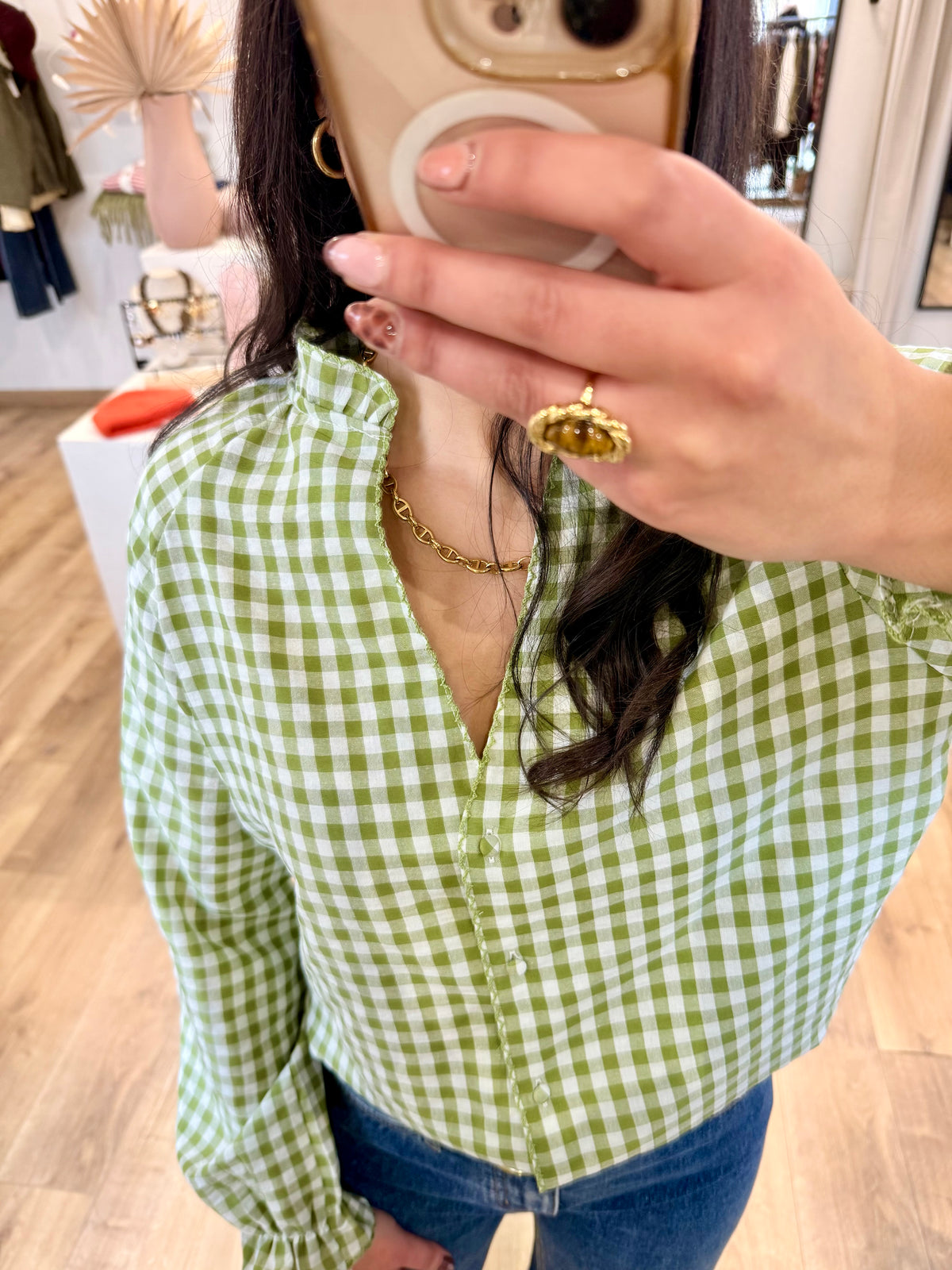 Blouse olive - Vichy