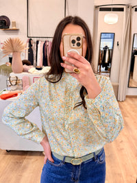 Blouse verte - Fleurie