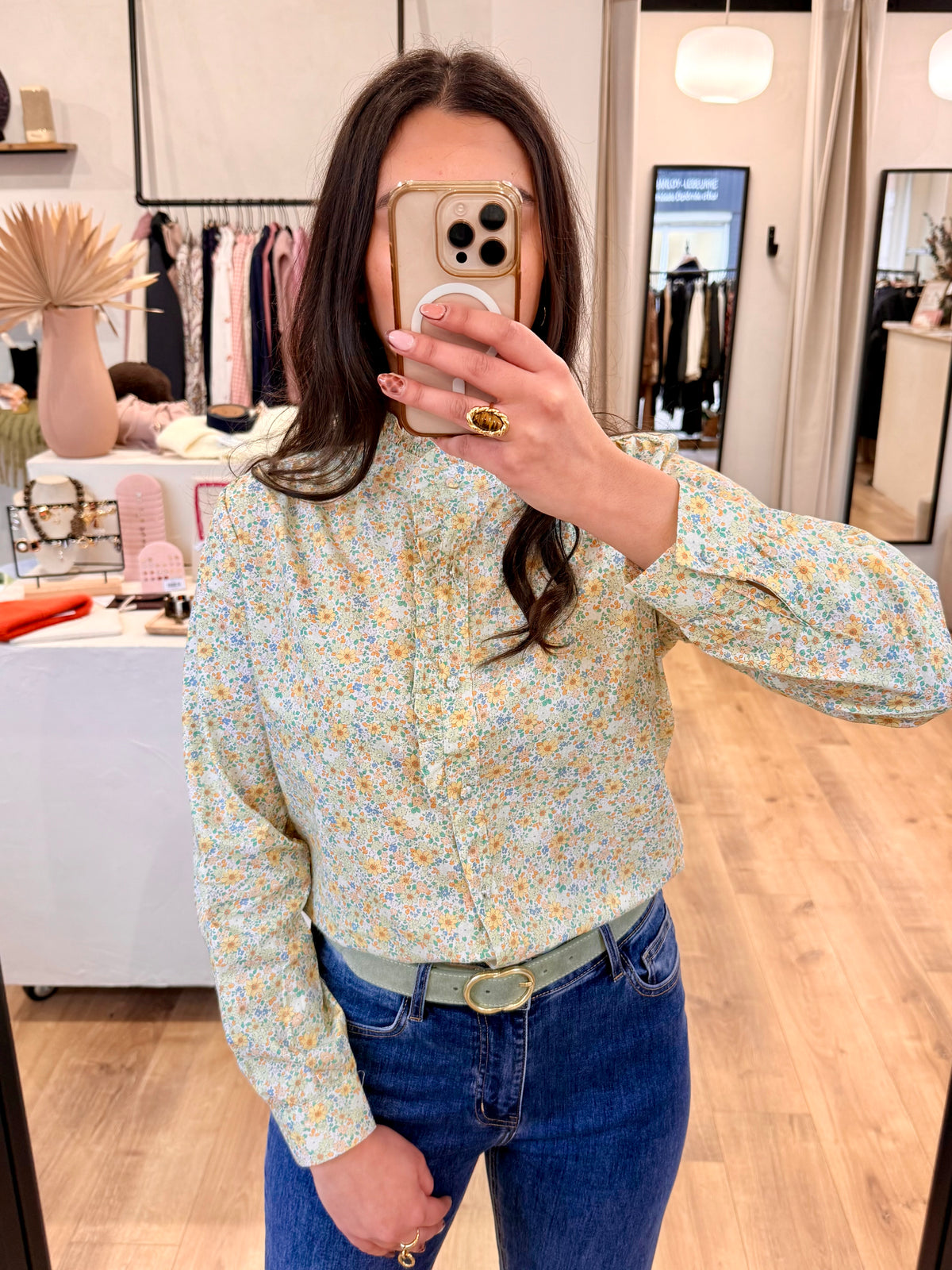 Blouse verte - Fleurie