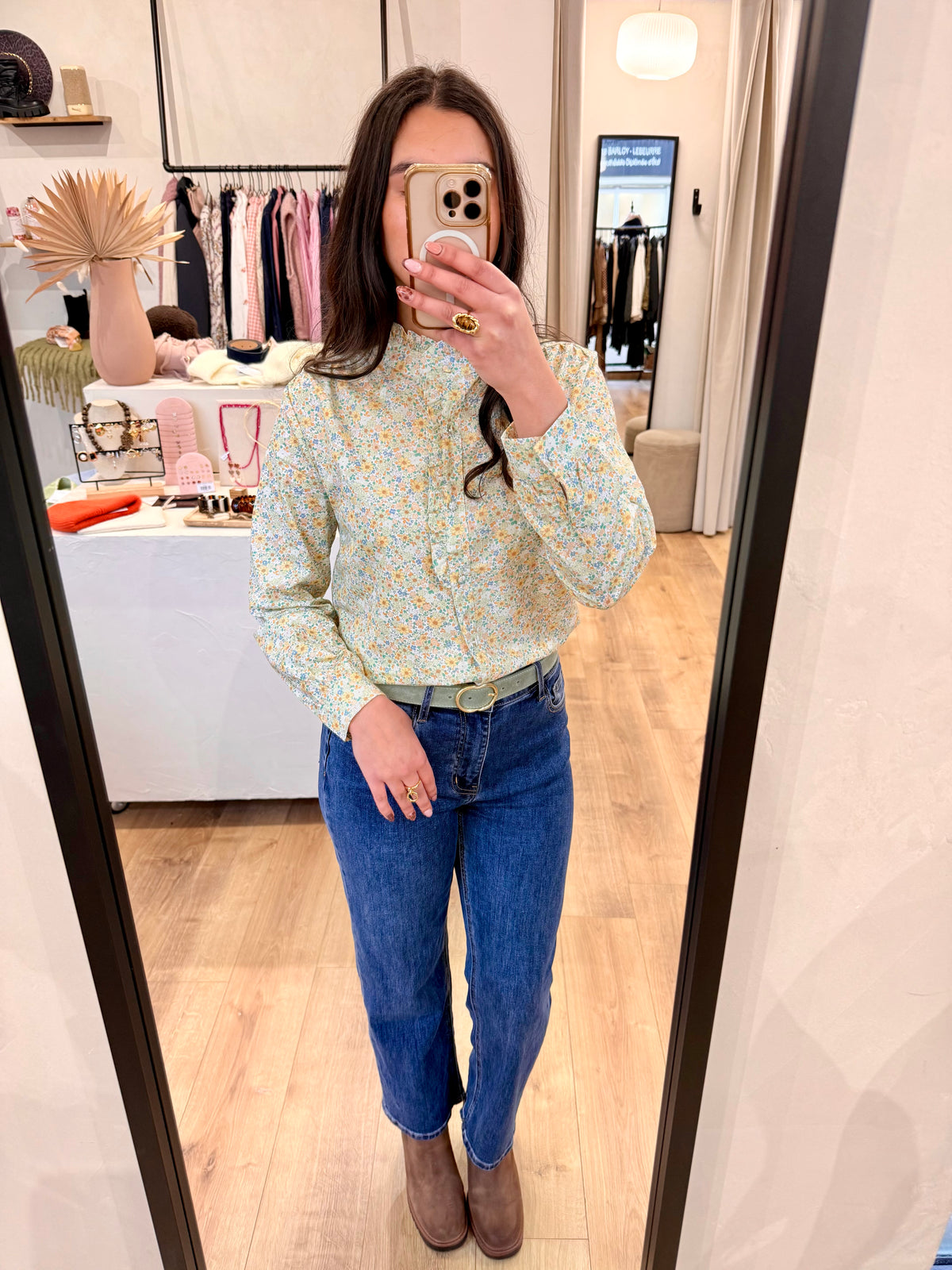 Blouse verte - Fleurie