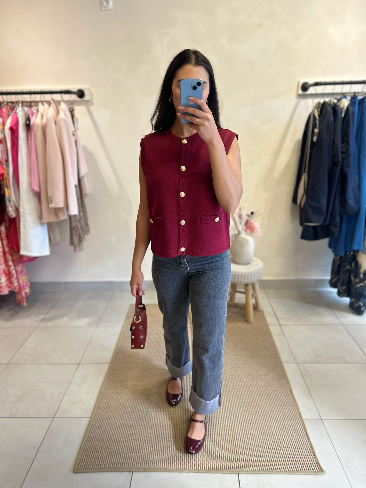 Gilet Manche Courte Bordeaux - Alice