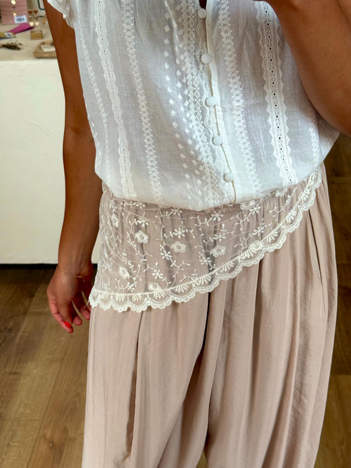 Voile Dentelle Beige - Agathe