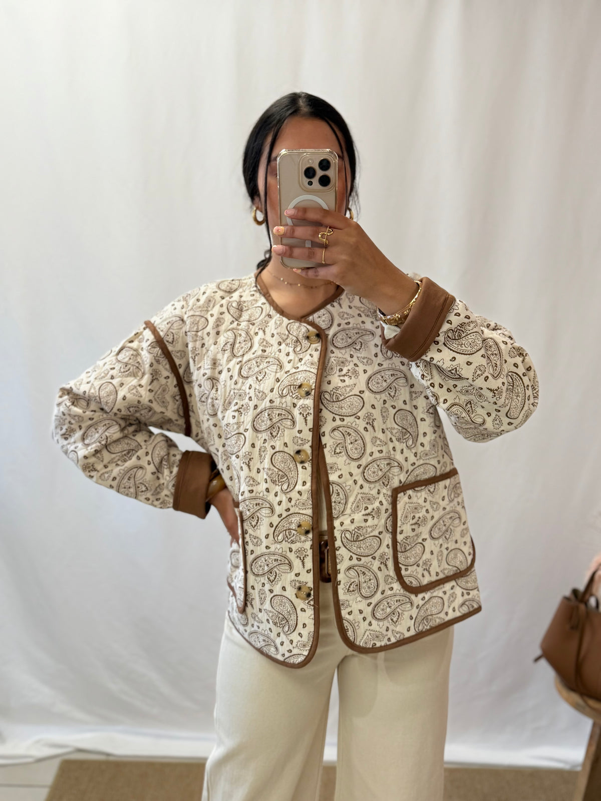 Veste motifs beige - Poris