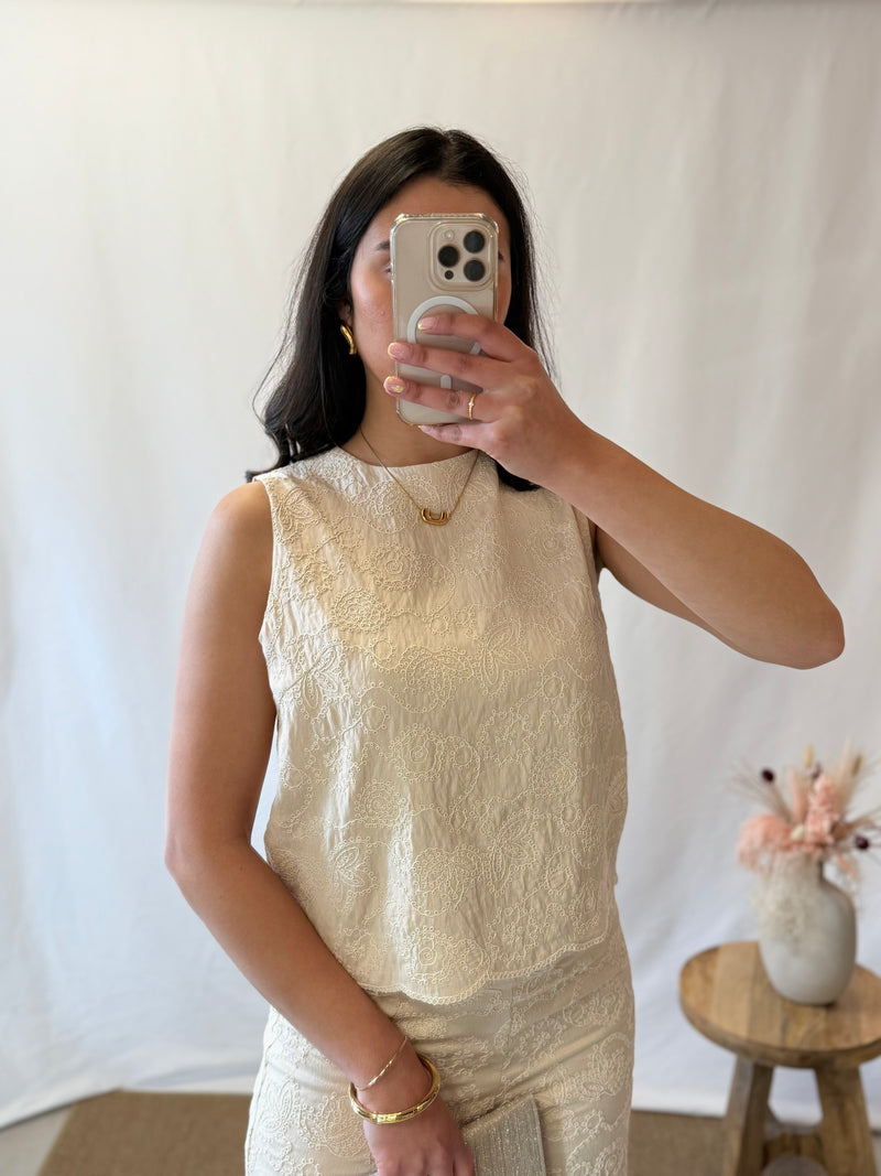 Top broderie ivoire - Leo