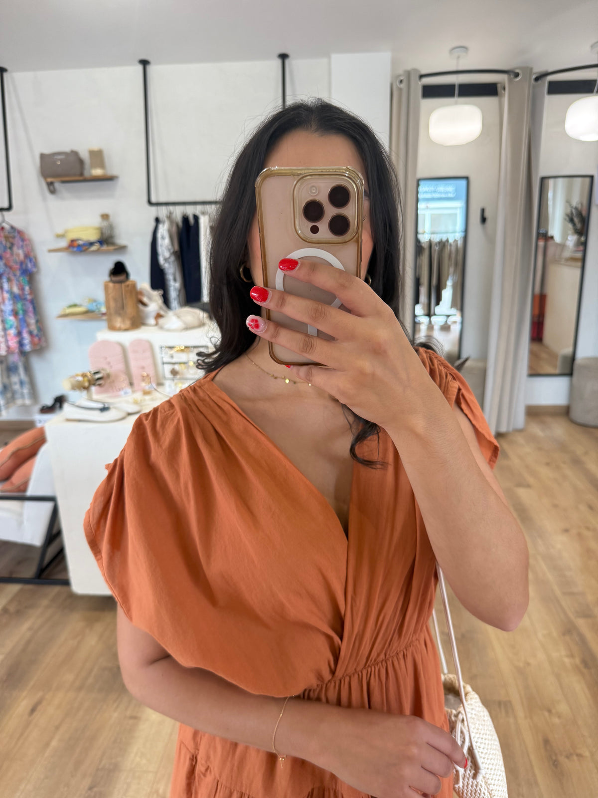 Robe longue brique - monia