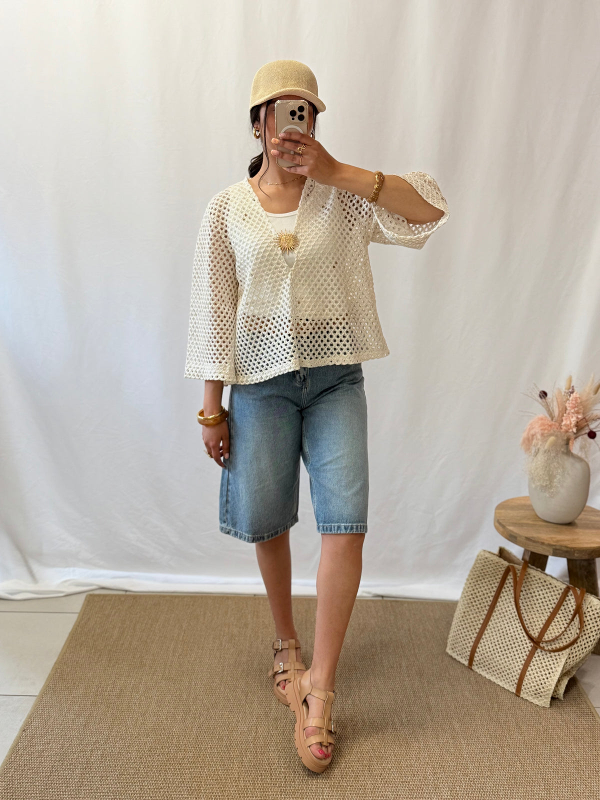 Haut crochet écru - Soleil