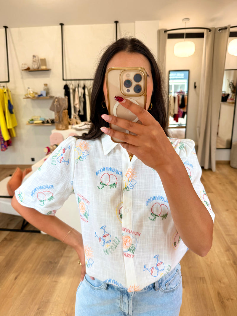 Chemise motifs Blanc - Ana