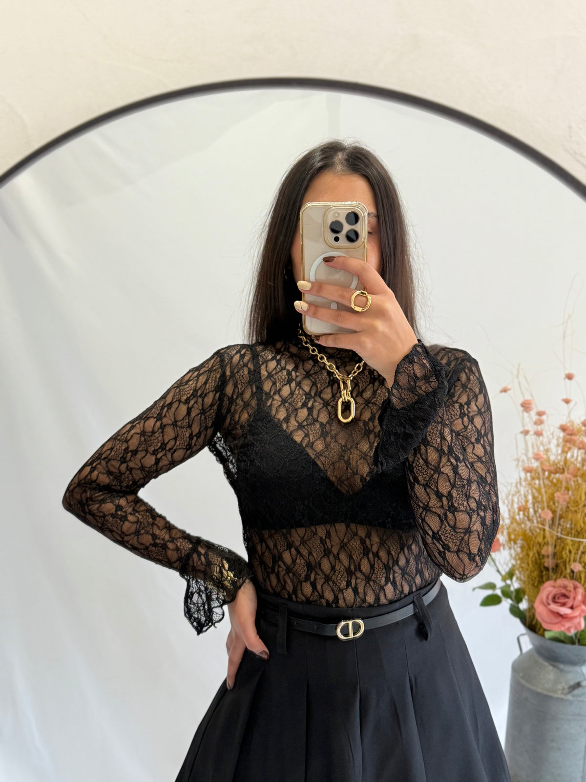 Haut dentelle - noir